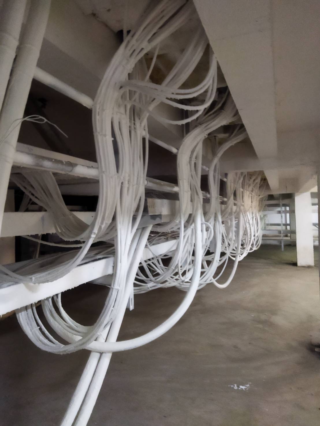 Completed cable coating on cable tray